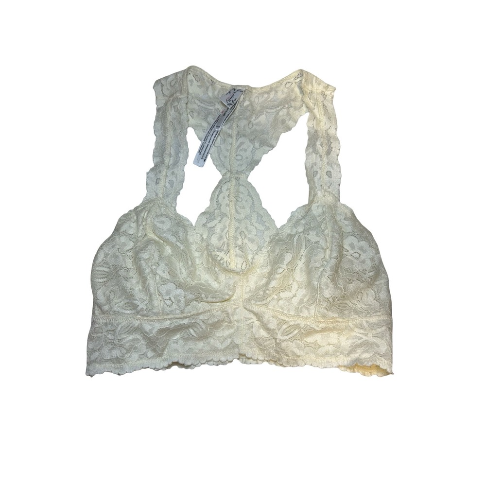 Intimately Free People Galloon Lace Halter Bralette Cream Ivory Racerback M